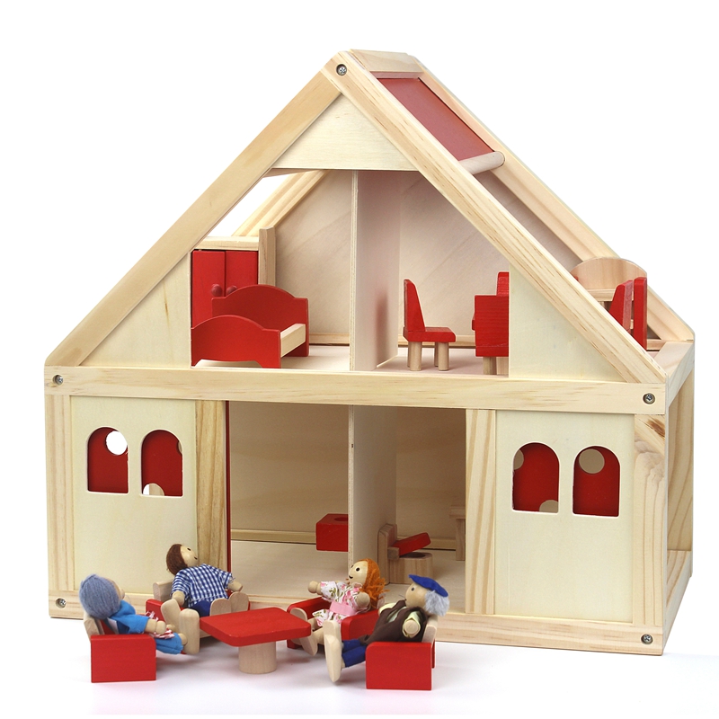 儿童过家家房子拼装别墅套装迷你木头小屋女孩芭比娃娃益智玩具
