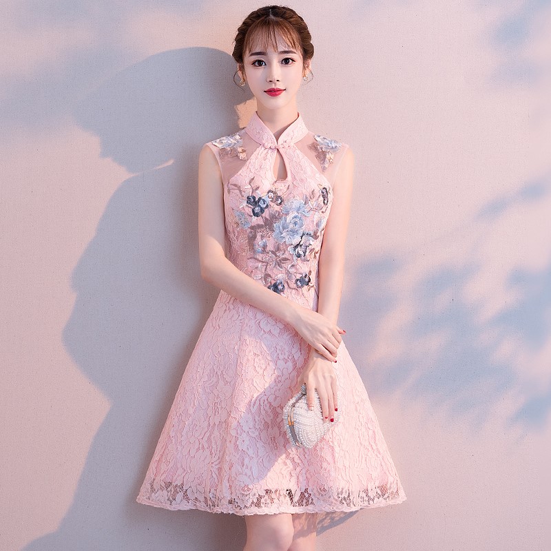 年轻旗袍夏季2019 新娘服新款女短款少女改良版粉色伴娘礼服|ruв категории Женская одежда, Cвадебные платья, платье/вечернее платье - от Buy2taobao.com для оказания профессиональной услуги покупки агента Taobao