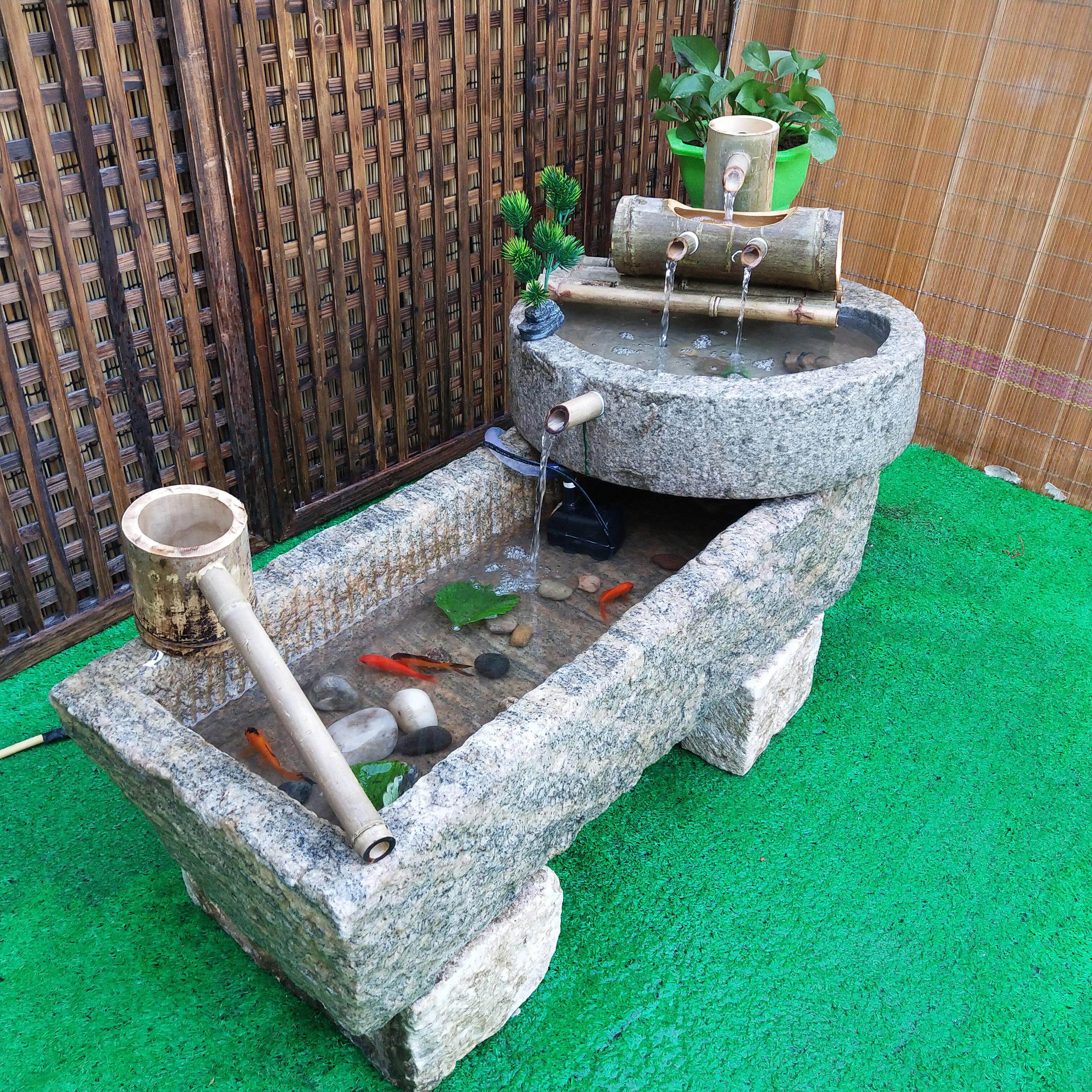 石槽_石雕石槽子鱼缸石头水槽花盆青石石槽养鱼池阳台室外装饰流水