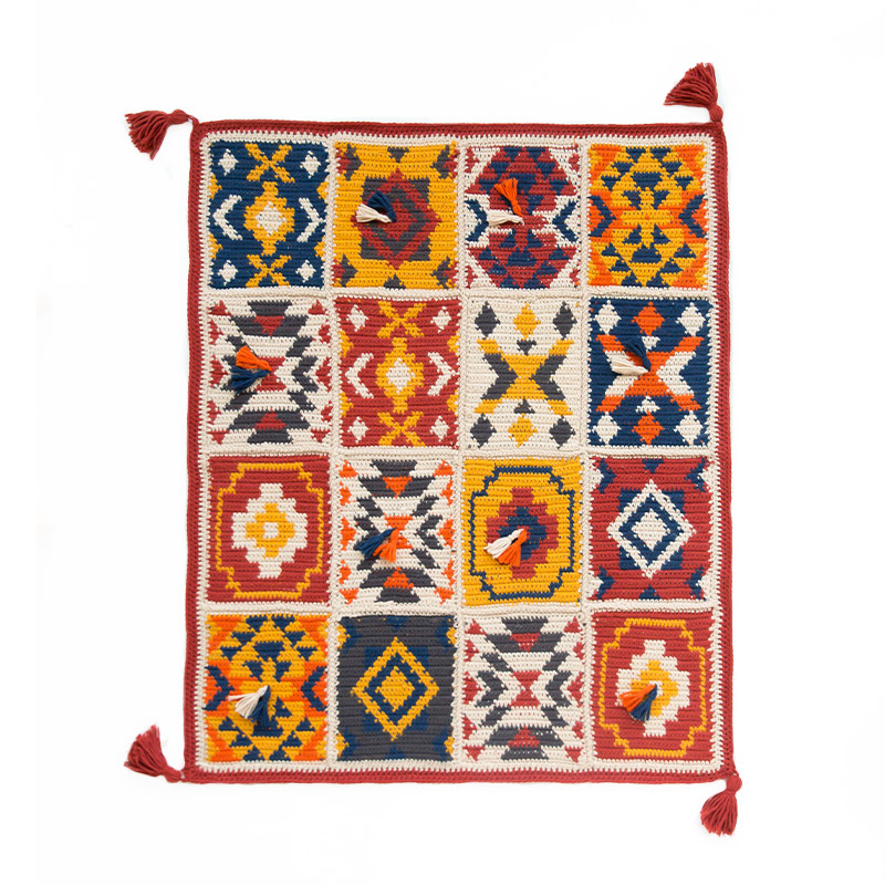 趣织社印第安几何纹样毯子diy手工制作礼物编织材料钩针毛线团 - 趣织