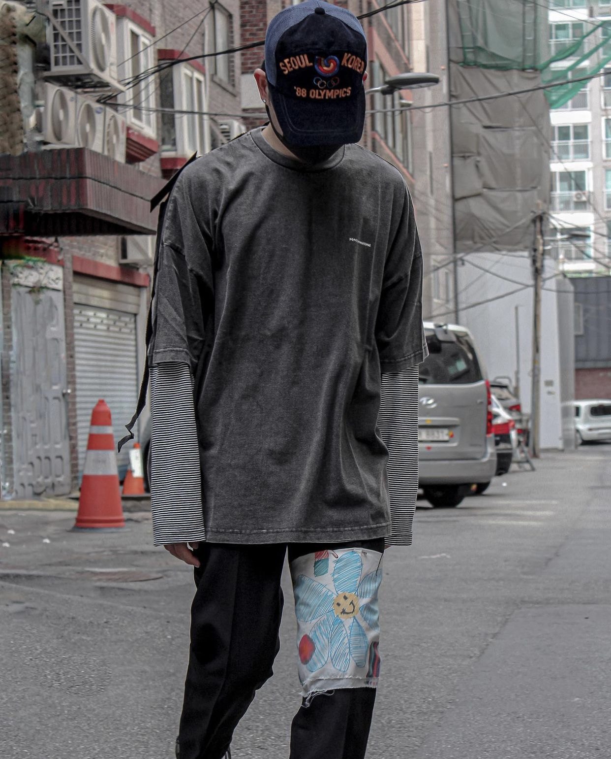 peaceminusone 权志龙pmo复古洗水做旧os短袖t恤——潮流脑溢血.