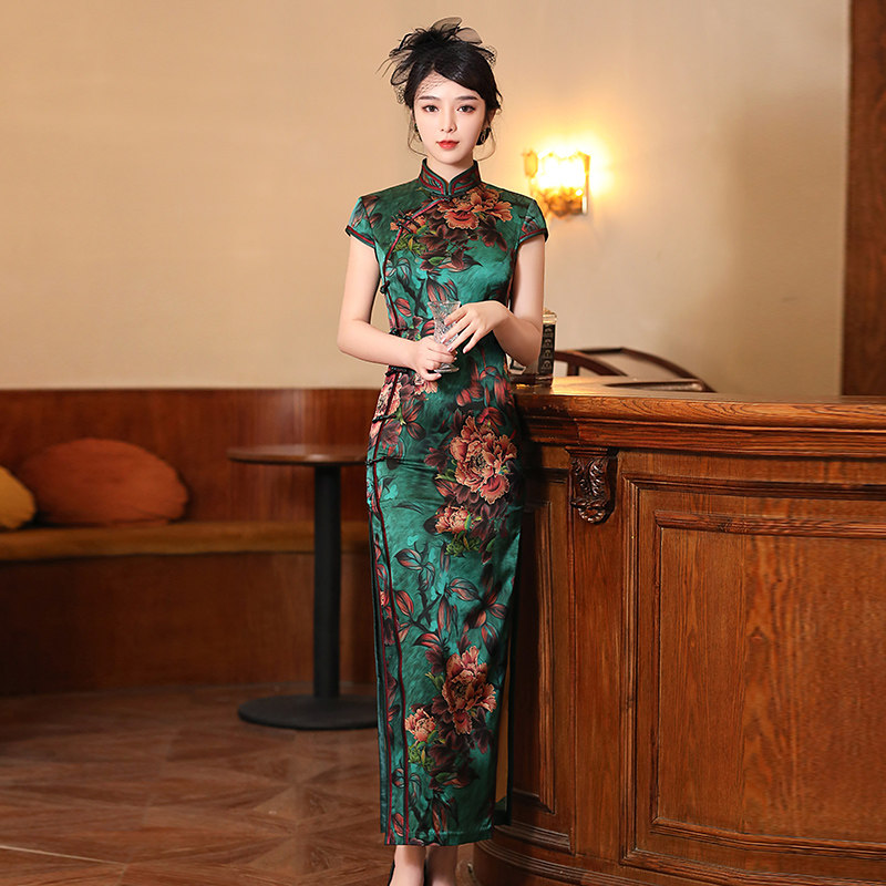 重磅桑蚕丝旗袍长款2022年夏季新款年轻款少女真丝高级感名媛国风
