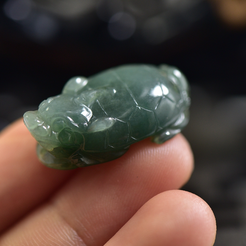 缅甸a货翡翠玉石龙龟吊坠油青龙头龟吊坠男女款