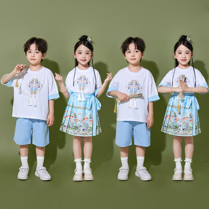 六一儿童表演服装中式锦鲤马面裙演出