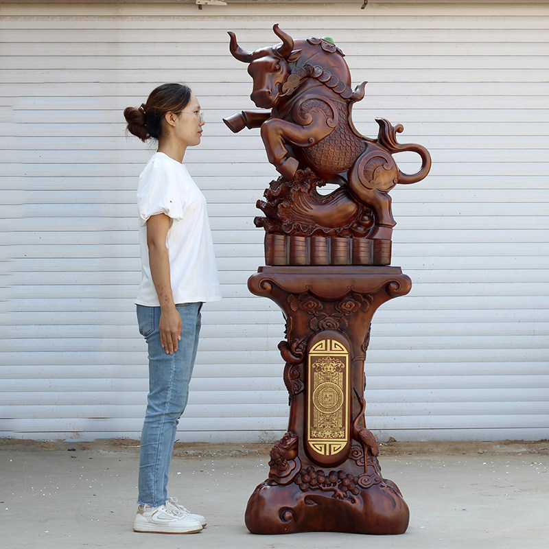 新牛势冲天大号牛摆件招财落地白菜牛工艺品装饰公司店铺开业礼品