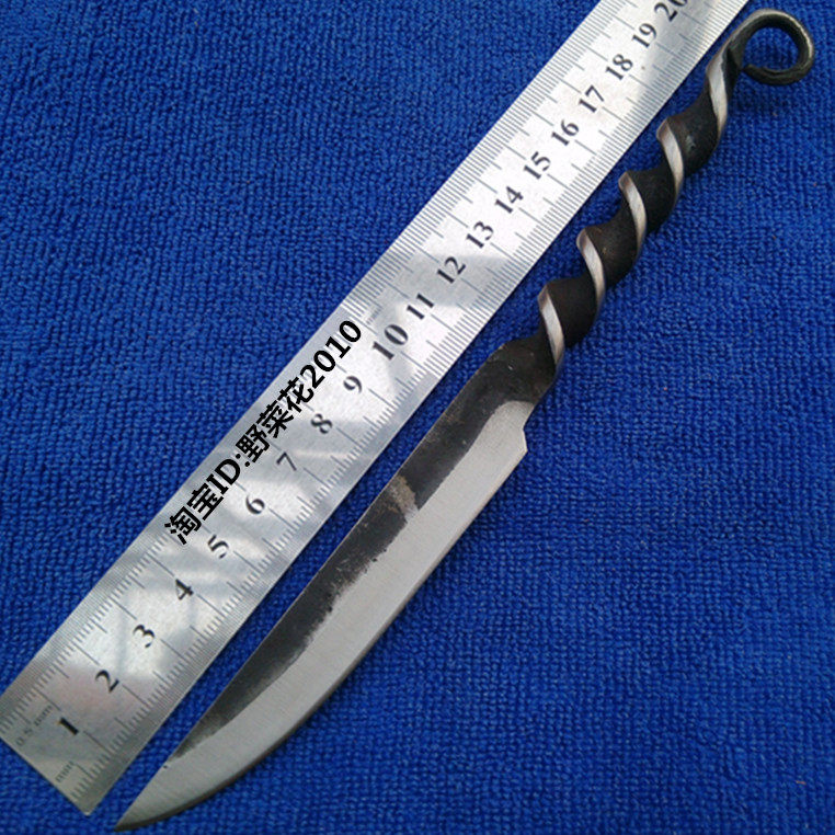 手工锻打刀具 原始魅力麻花小直刀 野营户外礼品收藏刀具水果刀