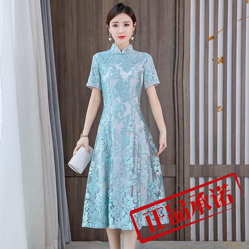 改良版旗袍连衣裙2022夏季新款中国风女装少女小礼服中长款旗袍裙
