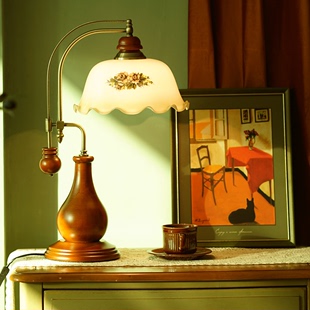 复古北欧美式结婚房床头柜中式欧式玻璃温馨浪漫民国主卧室台灯