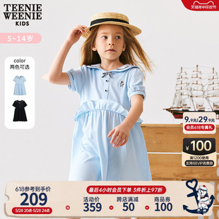 TeenieWeenie Kids小熊童装女童23年夏海军风水手领可爱连衣裙