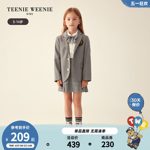 TeenieWeenie Kids小熊童装女童23年秋季英伦西装外套百褶裙套装