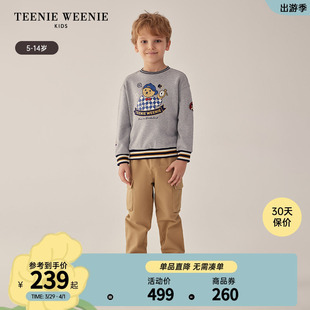 TeenieWeenie Kids小熊童装24年春新款男童圆领条纹撞色套头卫衣