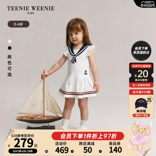 TeenieWeenie Kids小熊童装24年夏季新款女宝宝海军风翻领连衣裙