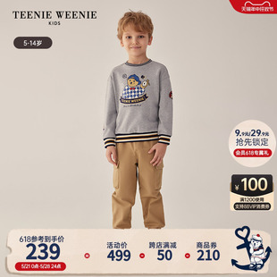 TeenieWeenie Kids小熊童装24年春新款男童圆领条纹撞色套头卫衣