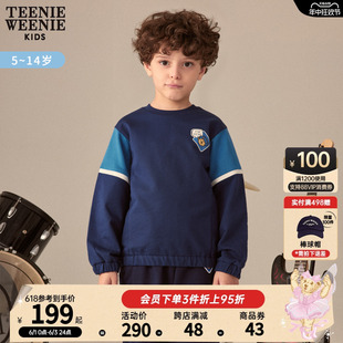 TeenieWeenie Kids小熊童装男童23早春拼接撞色圆领套头卫衣