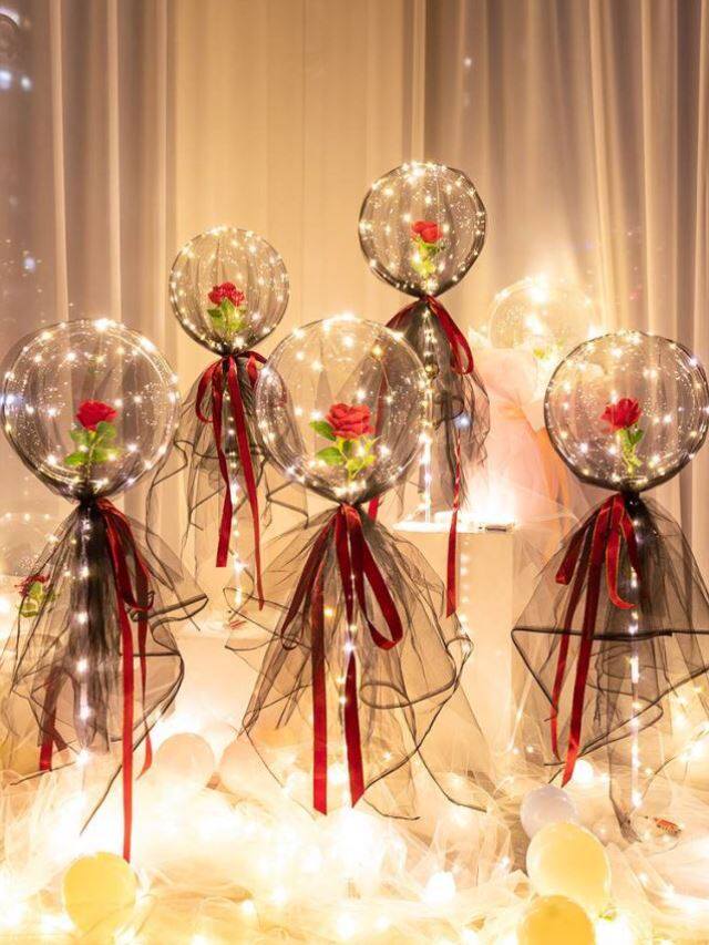 (今日5折)表白布置宾馆房间一周年浪漫求婚现场发光气球波波球立柱七