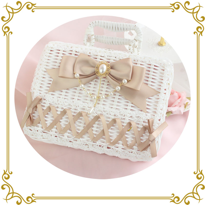 Original hand-made lolita bow Beads gorgeous Suitcase Rattan box Lolita Tea party photograph propin the Play mode/Anime/Periphery/cos/Board games , Cosplay Apparel/Props/Service , COSPLAY Fitting/Props/Doll clothes category - from Buy2taobao.com to provide professional Taobao agent buy service