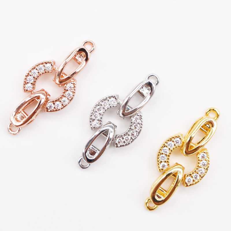 diy925半银圆形穿珍珠手链扣项链扣连接扣女款手链搭扣万能扣活扣