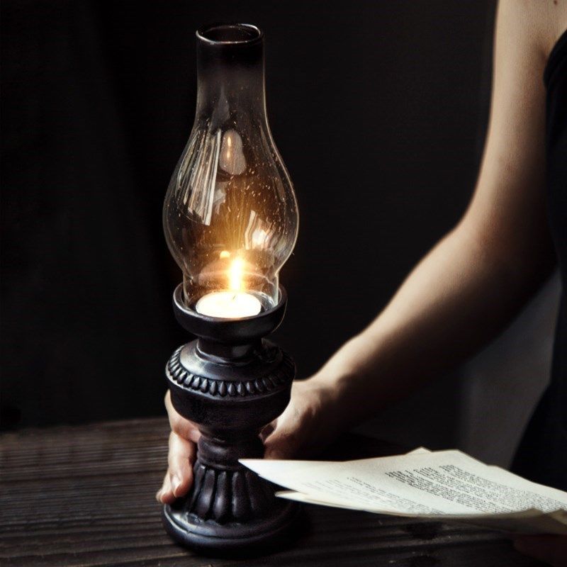 仕梅迪复古怀旧老式煤油灯蜡烛台创意烛光晚餐道具酒吧咖啡餐厅装