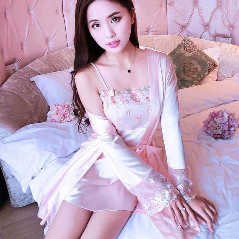 睡衣女夏火辣情趣成人冰丝绸吊带睡裙两件套装女都市抹胸丽人优惠券