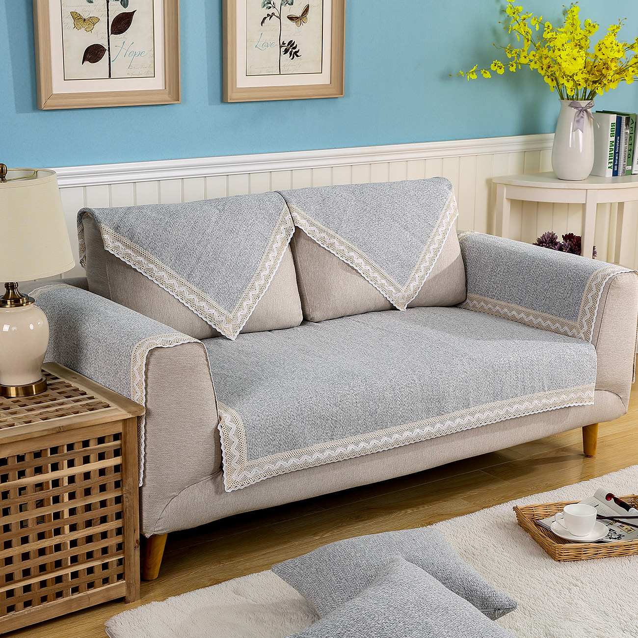 2020新款简约sofa沙发垫纯色加厚布艺地中海四季靠垫棉麻沙发巾优惠券