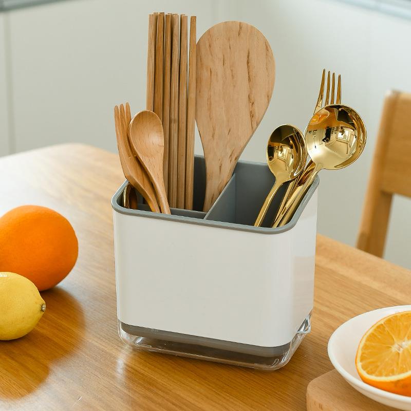 创意厨房分格筷子笼家用双层餐具收纳沥水置物架桌面勺子筷子筒