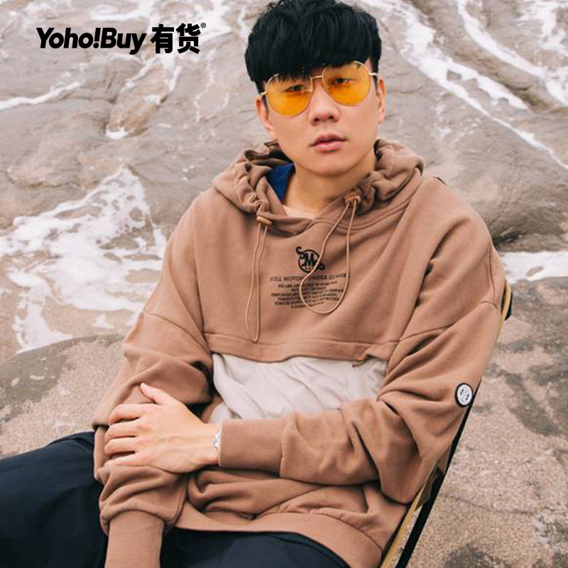 smg林俊杰潮牌春秋新款运动休闲撞色连帽logo印花卫衣男