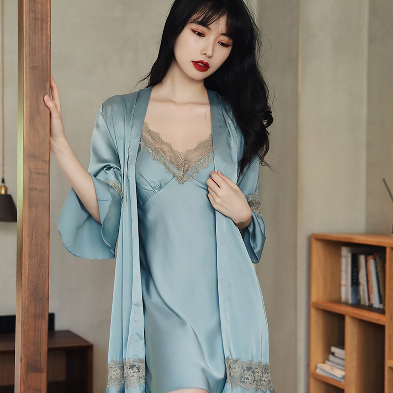 睡衣女春夏季薄款性感冰丝吊带裙女士情趣仙女风春秋带胸垫睡裙