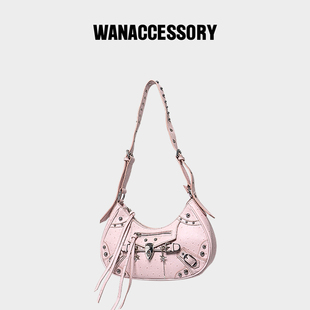 WANACCESSORY万蔻猫头鹰换脸铆钉机车月亮单肩斜跨包原创设计品牌