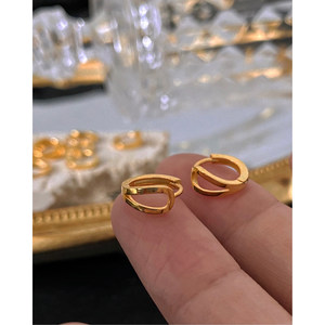 大米饰品】耳环女s925纯银安卡环埃及小耳圈镀14k耳骨夹特别设计