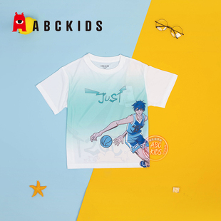 abckids童装男童T恤儿童夏季短袖衫2024学生青少年速干篮球服上衣