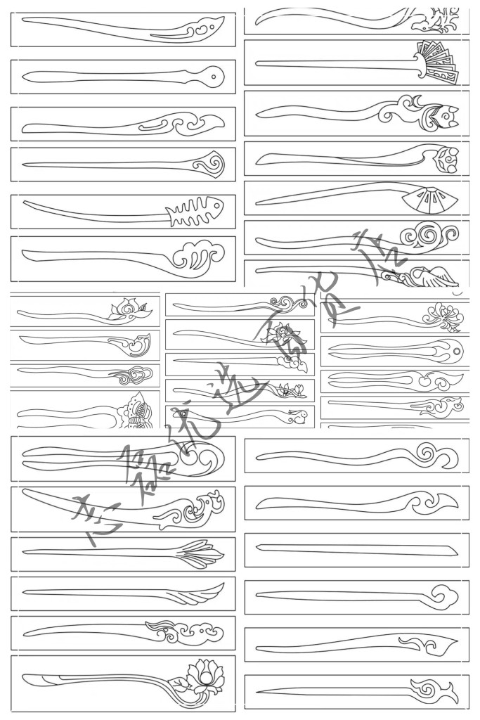 桃木簪子图纸发簪工具diy手工自制桃木发簪雕刻图纸