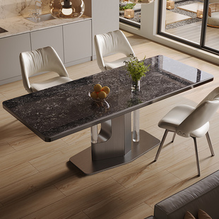 岩板餐桌轻奢现代简约小户型家用高端意式极简奢石长方形桌椅组合