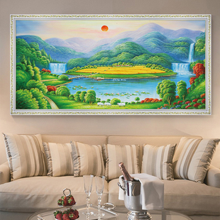 梵高丰收油画装饰画聚宝盆山水画自粘风景餐厅客厅沙发背景墙贴画