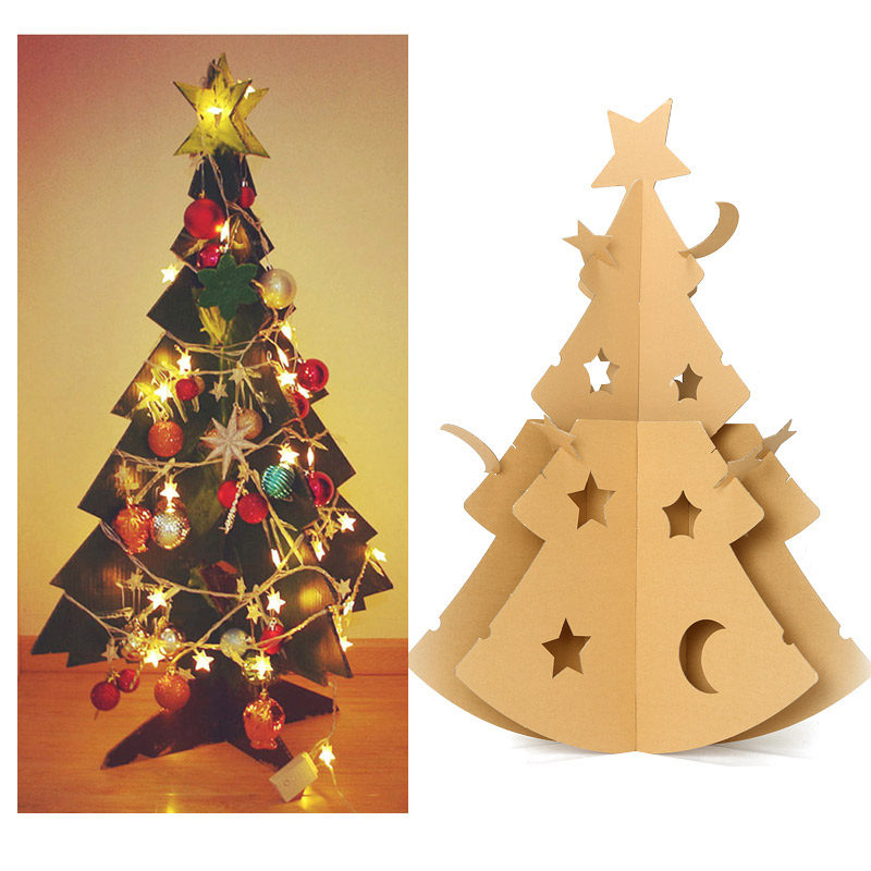 纸板超大圣诞树 1.4米纸箱场景装饰道具 diy装扮圣诞节日纸质环保