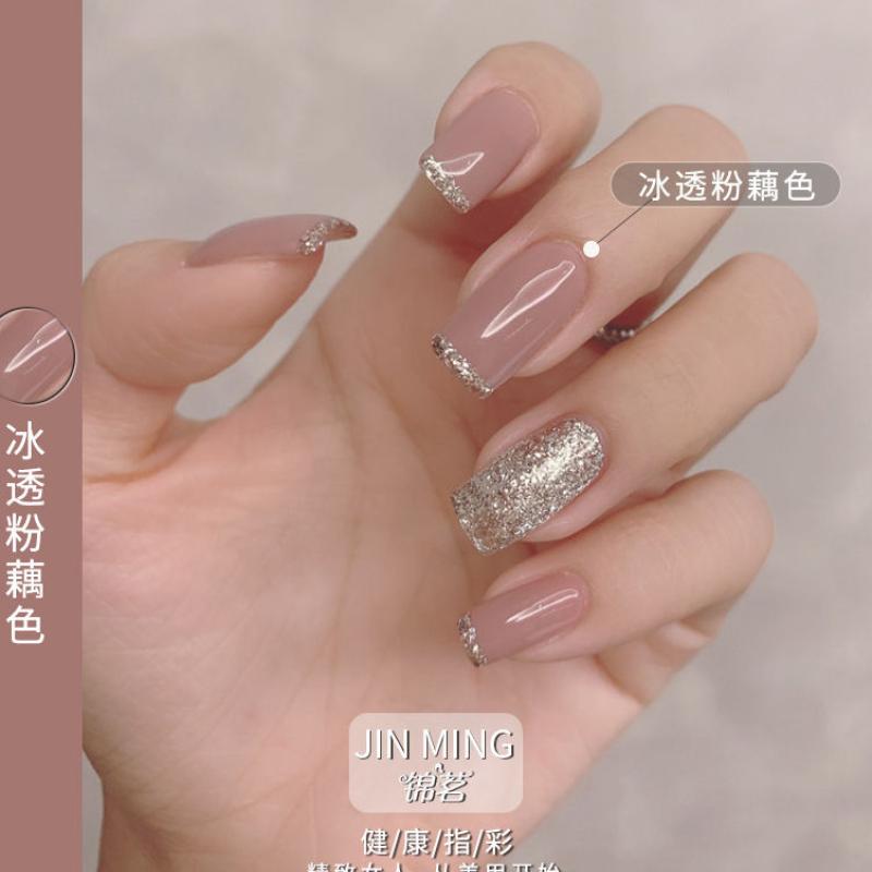 网红显白流行色透灰色甲油胶2021年新款冰透裸色光疗胶美甲店专用