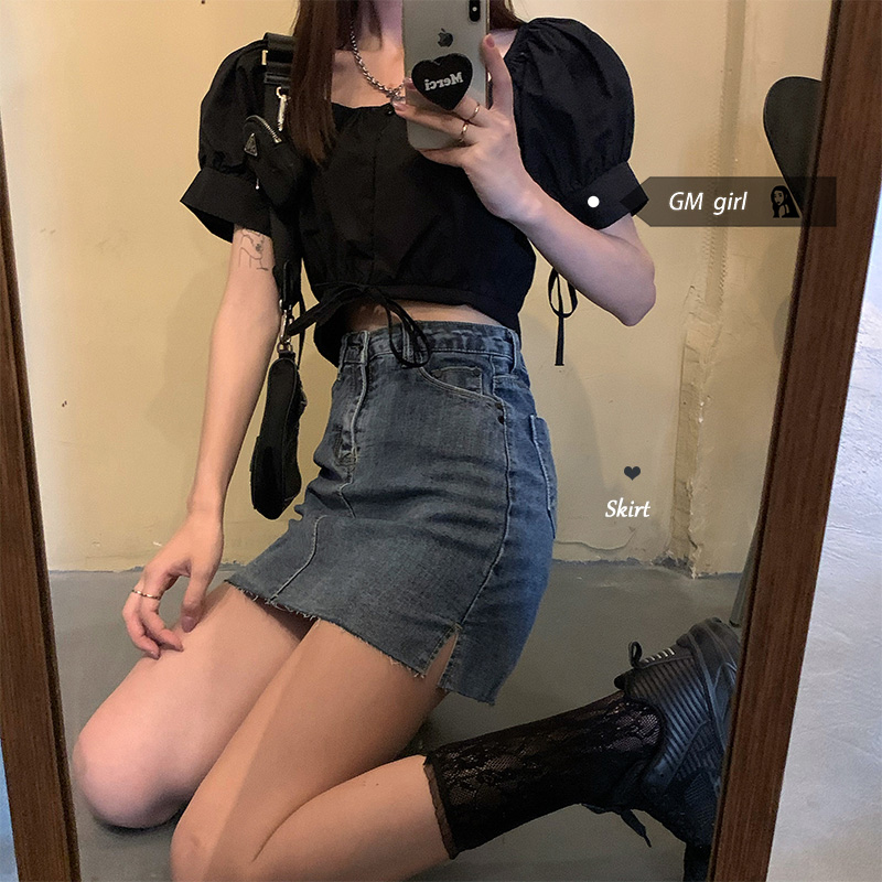 鬼馬少女夏韓版側邊開叉高腰百搭牛仔短裙防走光內襯包臀半身裙子在類目 女裝/女士精品, 半身裙中 - 來自Buy2taobao.com提供專業的淘寶代購服務