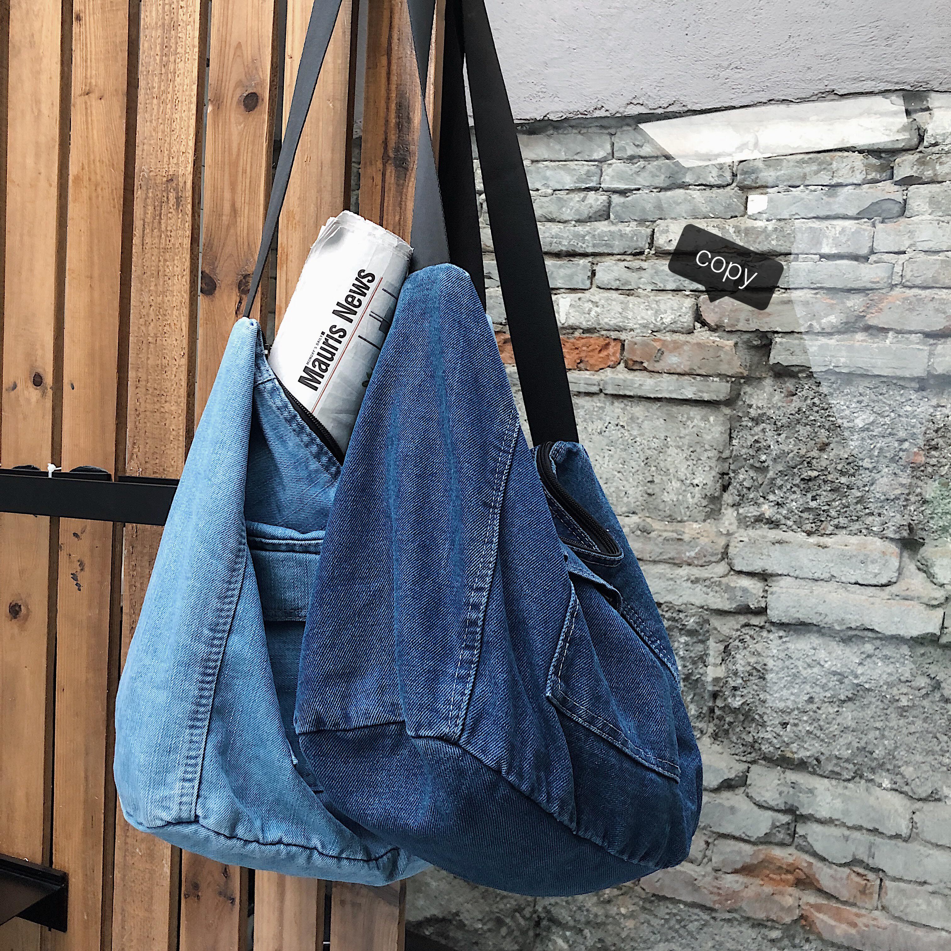 单肩购物袋斜挎包韩版百搭文艺布袋包牛仔布包a351a-b29-特p40|数据包