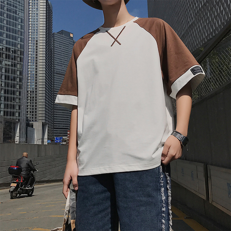 潮男帮夏季男士短袖t恤青少年圆领半袖体桖潮流男装上衣服男纯棉