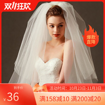 The new simple European style bridal shoot fluffy veil Korean bride wedding wedding photo props headdress super fairy