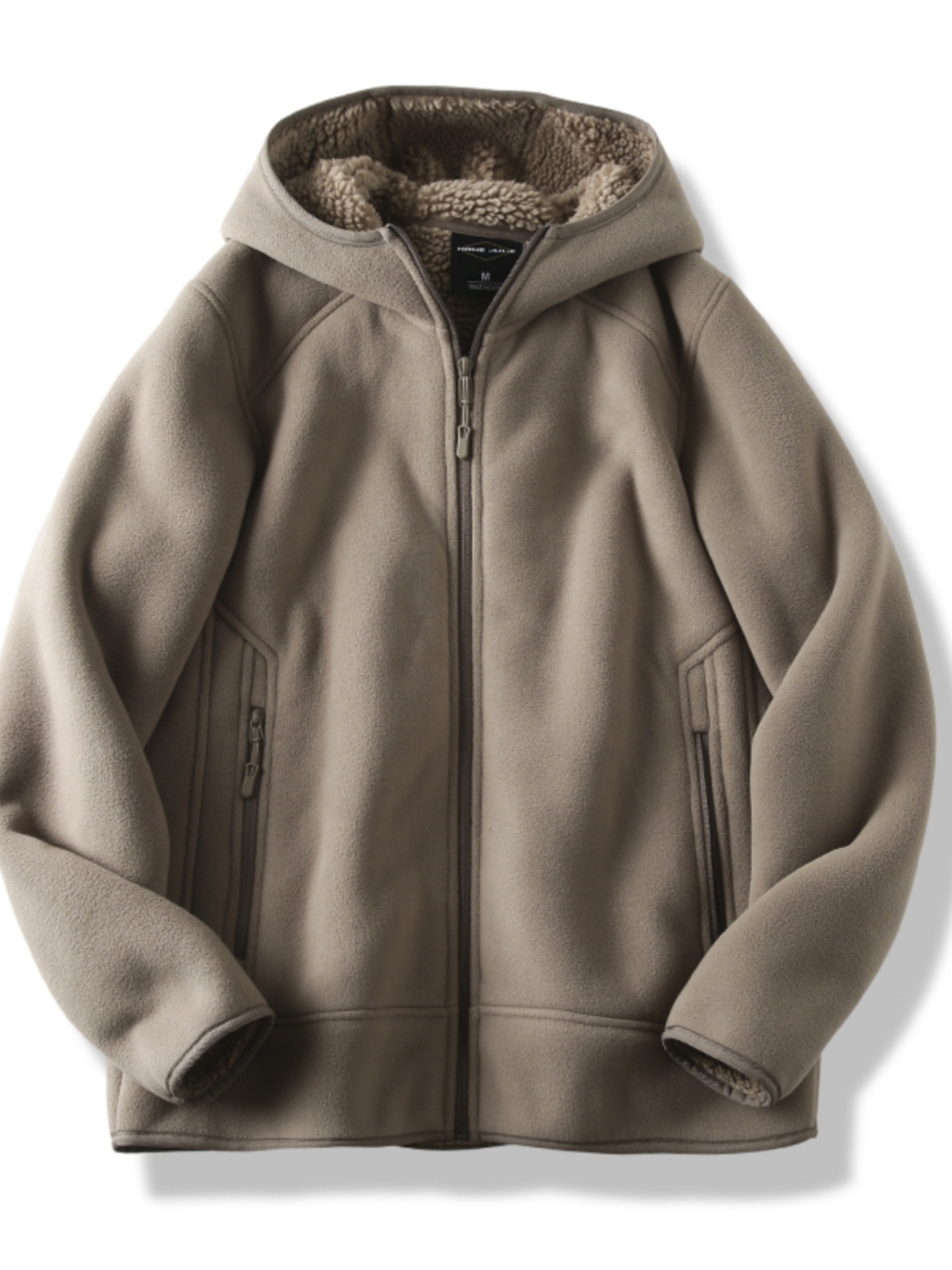 重工450g复古日系摇粒绒外套男秋冬加绒保暖户外休闲连帽棉衣