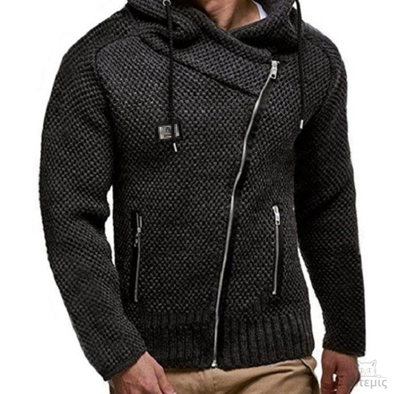 男时尚斜拉链外套长袖加厚毛衣Men sweater inclined zipper coat