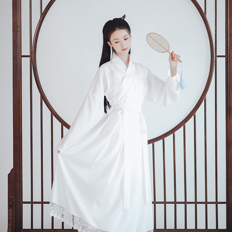 汉服男女黑白中衣中裤补服交领纯棉古装里衣内搭春夏睡衣中裙云袜