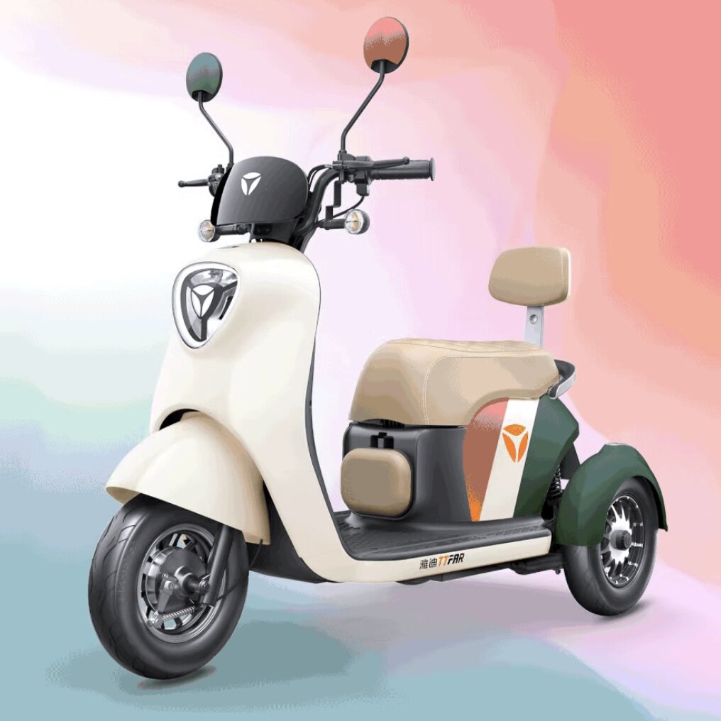 雅迪电动车冠能a7新款三轮车接娃神器小型新能源代步车电动三轮车