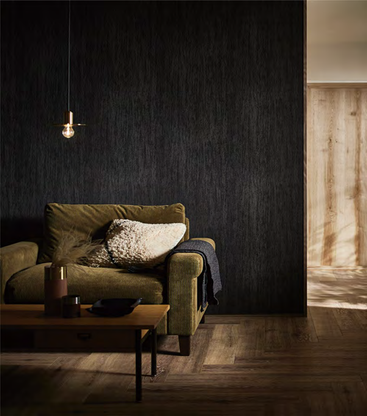 日本原装进口墙纸山月壁纸2019新款黑色木纹壁纸沙发背景墙fe6221