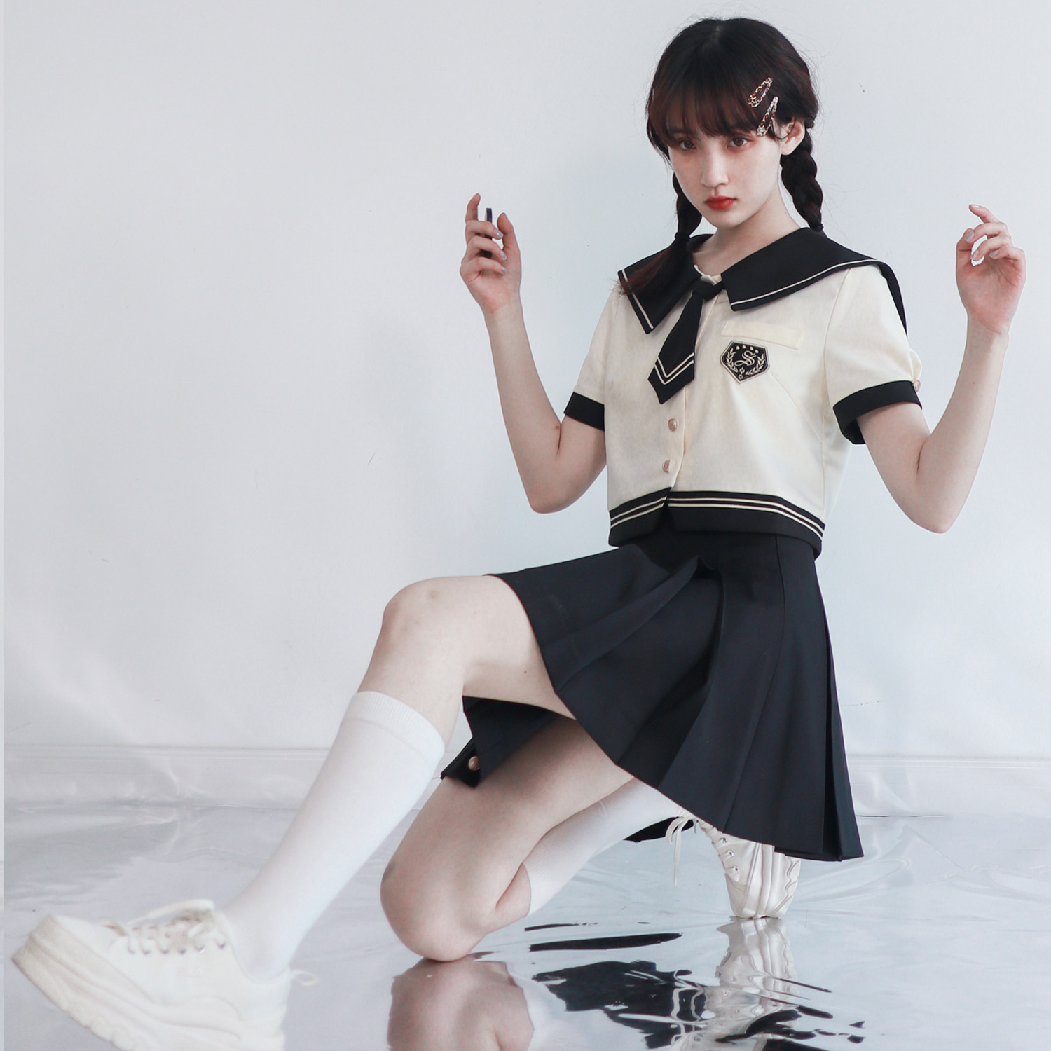 雲月酱jk川梨艺高韩式制服套装可爱领券原创日系学生百褶裙云月酱