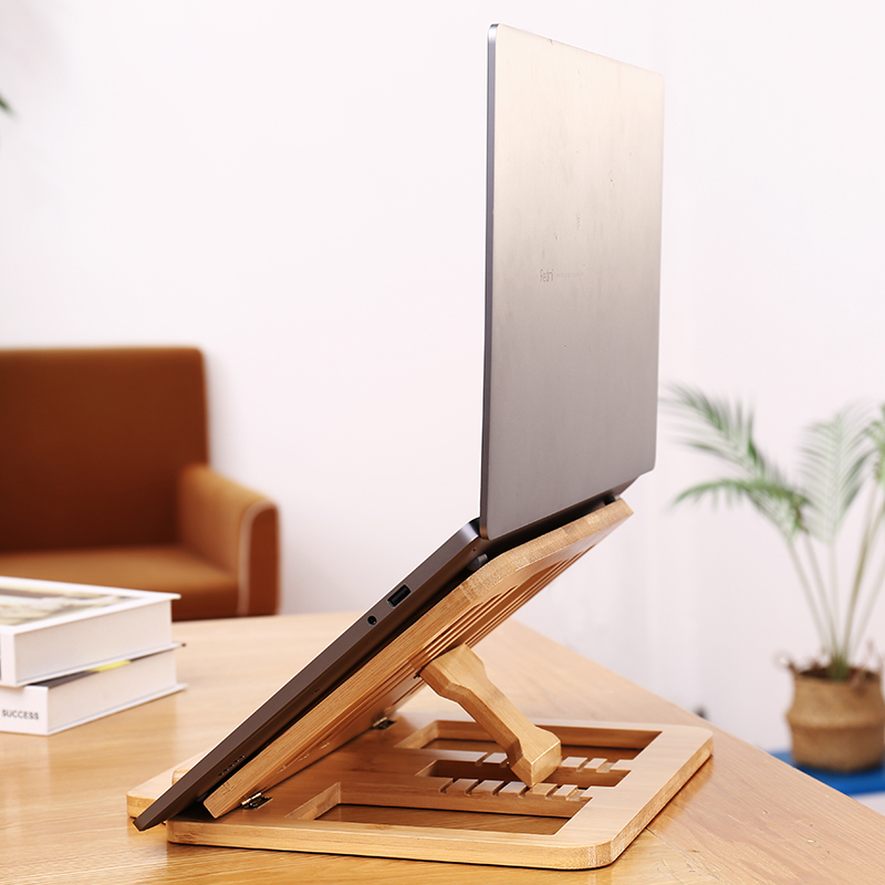 桌面笔记本电脑支架折叠便携平板竹木游戏本办公托架增高散热架子