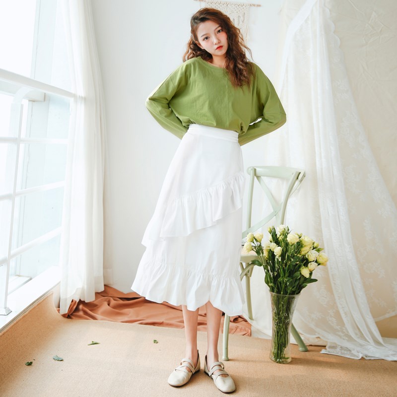 white Body Cake skirt Mid length version 2019 new pattern Paige Irregular Lotus leaf fish tail Baiqunin the Women's clothing/Boutique , Skirts category - from Buy2taobao.com to provide professional Taobao agent buy service
