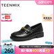 Teenmix/天美意2023秋新款商场同款金色飞贼乐福鞋女单鞋CXC14CA3