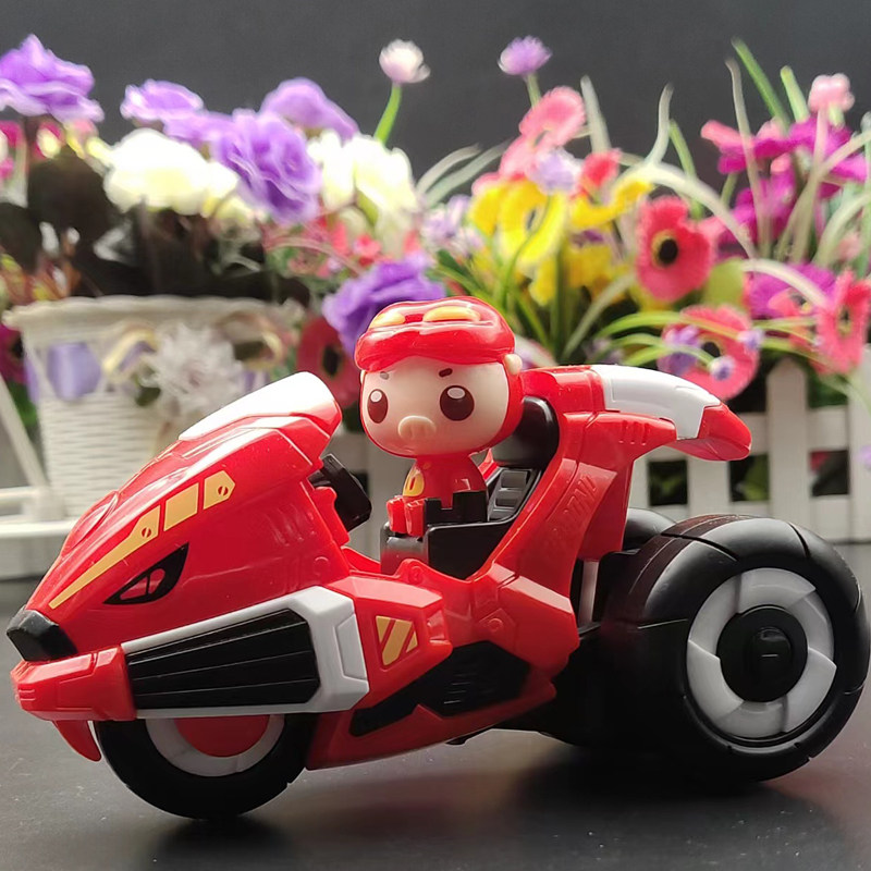 猪猪侠竞速小英雄5按压竞赛摩托车男孩玩具小汽车卟卟变身机器人3