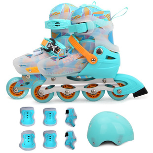 少儿轮滑鞋专业男女童直排轮滑冰鞋旱冰鞋初学者pu发光轮套装